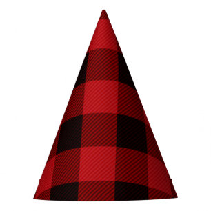 rustic winter lumberjack red buffalo plaid party hat