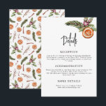 Rustic Winter Minimalist Wedding Details Enclosure Card<br><div class="desc">Rustic winter wedding invitation enclosure card featuring watercolor illustration of winter botanicals including,  mistletoe,  pine tree branch,  berries,  orange,  etc. Customise this card by adding information on your wedding including reception,  accommodation,  and website.</div>