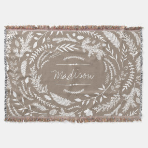Rustic Winter Monogram Throw Blanket