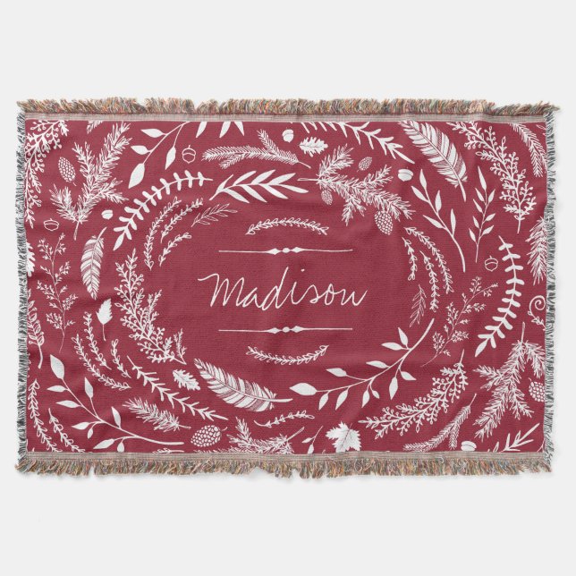 Rustic Winter Monogram Throw Blanket (Front)