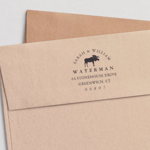 Rustic Winter Moose Return Address Self-inking Stamp
