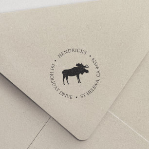 Rustic Winter Moose Return Address Self-inking Stamp