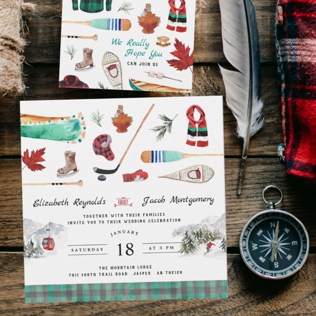 Rustic Winter Mountain | Camping Wedding Invitation (Creator Uploaded)