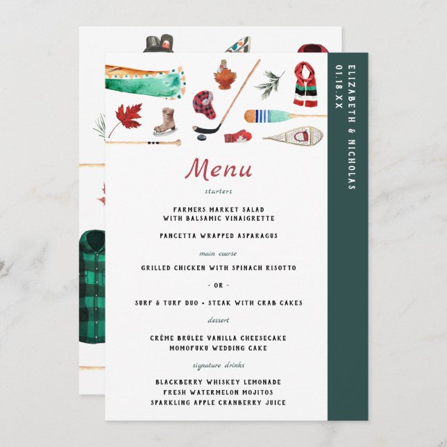 Rustic Winter Mountain | Camping Wedding Menu (Front/Back)