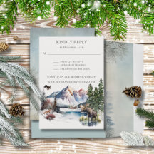 Rustic Winter Mountain Lodge RSVP Reply