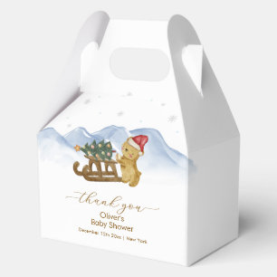 Rustic Winter Mountain Sleigh Bear Baby Shower Favour Box