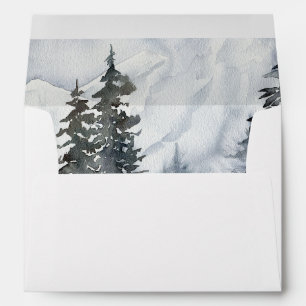 Rustic Winter Mountain Watercolor Envelope Insert