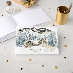 Rustic Winter Mountain Wedding Guest Book