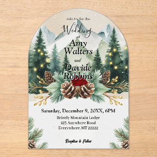 Rustic Winter Mountain Wedding Invitation 