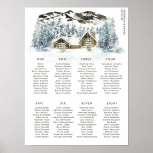 Rustic Winter Mountain Wedding Table Seating Poster