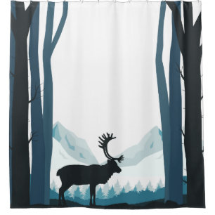 Rustic Winter Nature Illustration Shower Curtain