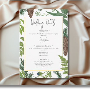 Rustic Winter Nature & Pine Frame Wedding Details Enclosure Card