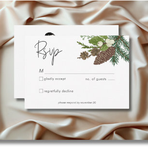 Rustic Winter Nature & Pine RSVP Card