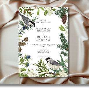 Rustic Winter Nature & Pine Wedding Invitation