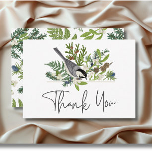 Rustic Winter Nature & Pine Wedding Thank You Card