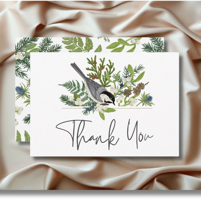 Rustic Winter Nature & Pine Wedding Thank You Card (Rustic Winter Nature & Pine Wedding Thank You Card)