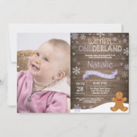 Rustic Winter Onederland 1st Birthday Invitation