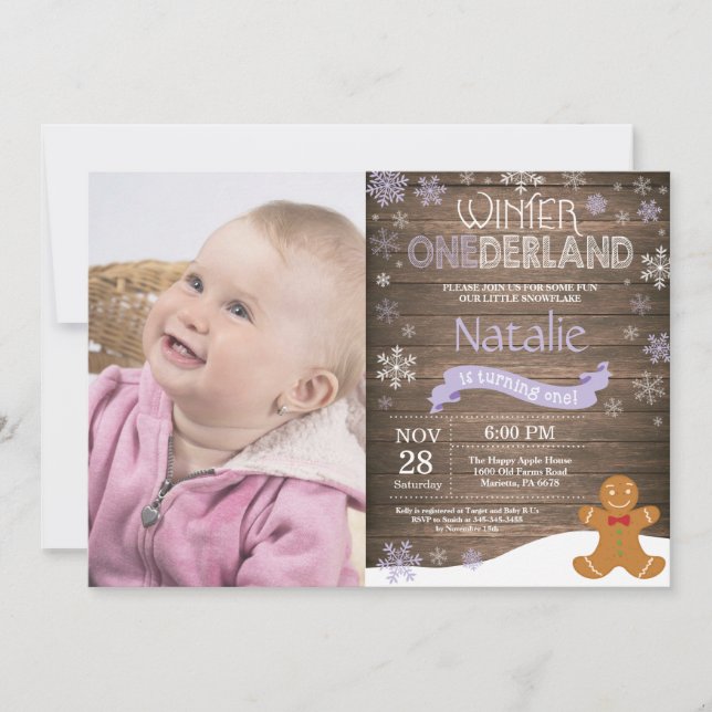 Rustic Winter Onederland 1st Birthday Invitation (Front)