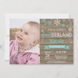 Rustic Winter Onederland 1st Birthday Invitation