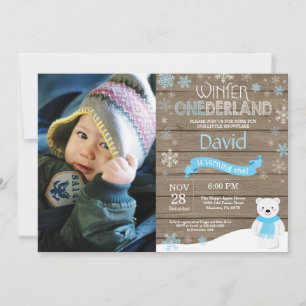 Rustic Winter Onederland 1st Birthday Invitation
