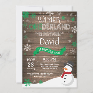 Rustic Winter Onederland 1st Birthday Invitation