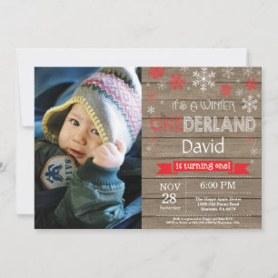 Rustic Winter Onederland 1st Birthday Invitation