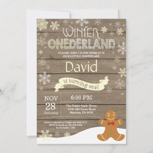 Rustic Winter Onederland 1st Birthday Invitation