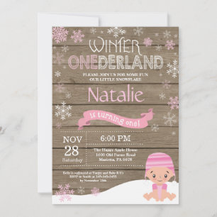 Rustic Winter Onederland 1st Birthday Invitation