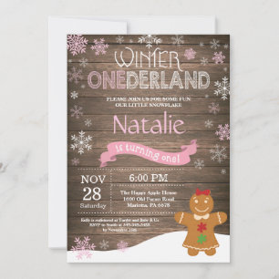 Rustic Winter Onederland 1st Birthday Invitation