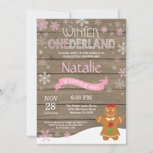 Rustic Winter Onederland 1st Birthday Invitation