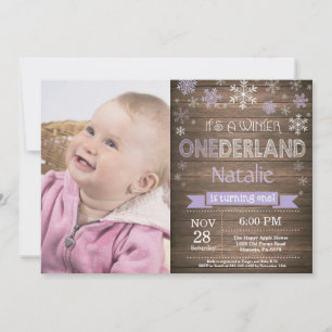 Rustic Winter Onederland 1st Birthday Invitation