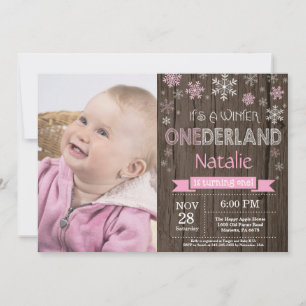 Rustic Winter Onederland 1st Birthday Invitation