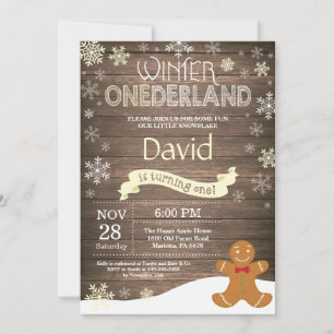 Rustic Winter Onederland 1st Birthday Invitation