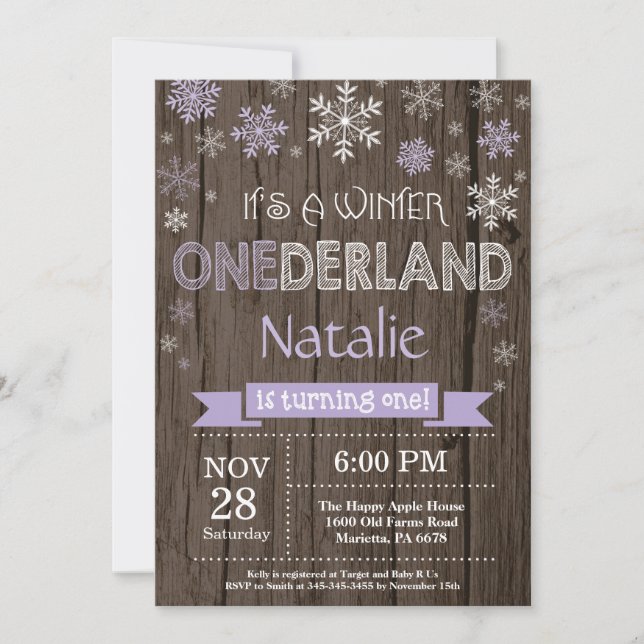 Rustic Winter Onederland 1st Birthday Invitation (Front)