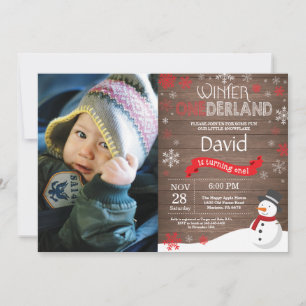 Rustic Winter Onederland 1st Birthday Invitation