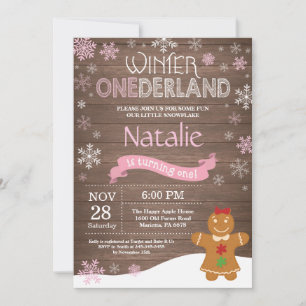 Rustic Winter Onederland 1st Birthday Invitation