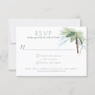 Rustic Winter Pine Branches Vines RSVP Card