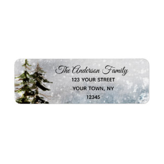 Rustic Winter Pine Snow Return Address