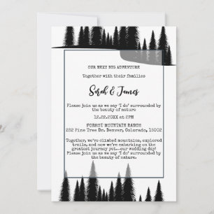 Rustic Winter Pine Tree Forest Outdoor Wedding Art Invitation