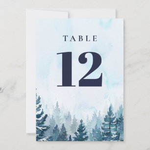 Rustic Winter Pine Tree Forest Table Number