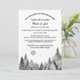 Rustic Winter Pine Tree Snow Outdoorsy Wedding Invitation