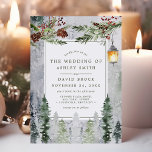 Rustic Winter Pine Trees Botanical Lantern Wedding Invitation<br><div class="desc">Rustic Winter Pine Trees Botanical Lantern Wedding Invitation.  Beautiful elegant winter wedding invitations with snowy lantern with rustic botanical pine branches and pine trees . This custom modern wedding design can easily be personalised with your own wedding details.</div>