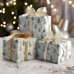 Rustic Winter Pine Trees Forest Christmas Wrapping Paper Sheet<br><div class="desc">This rustic woodland Christmas wrapping paper set of 3 sheets features patterns of watercolor winter pine trees: one sheet with gold stars,  one with kraft colour background,  and one with snowy off-white background.</div>