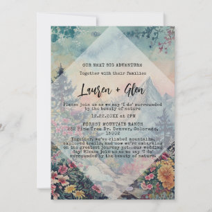 Rustic Winter Pine Trees Mountain Outdoor Wedding  Invitation