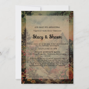 Rustic Winter Pine Trees Mountain Outdoor Wedding Invitation