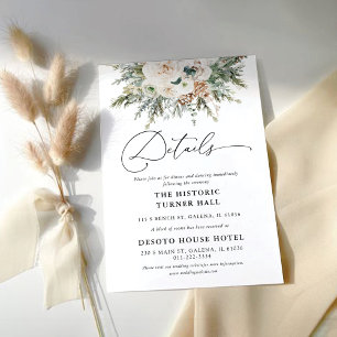 Rustic Winter Pinecone Wedding Details Card