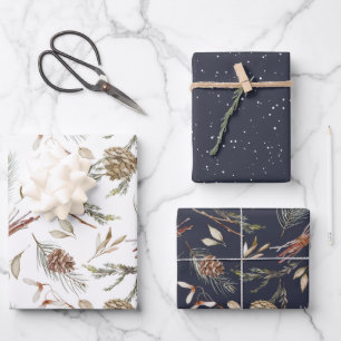 Rustic Winter Pinecone Wrapping Paper Set