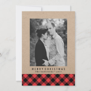 Rustic Winter Plaid Holiday Photo Card