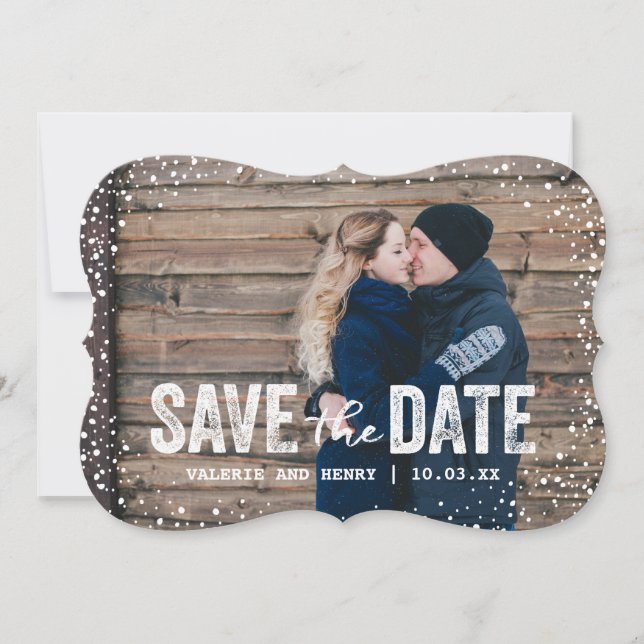 Rustic Winter Save The Date Full Bleed Photo (Front)