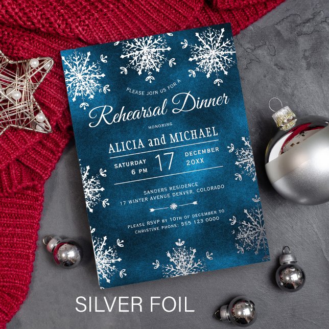 Rustic winter silver snowflakes rehearsal dinner (Creator Uploaded)